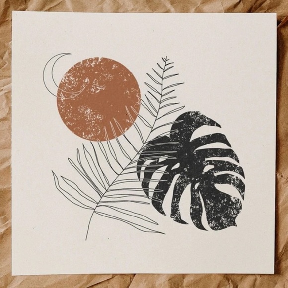 Boho “Rust and Leaves” Art Print 12”x12” - Picture 1 of 1